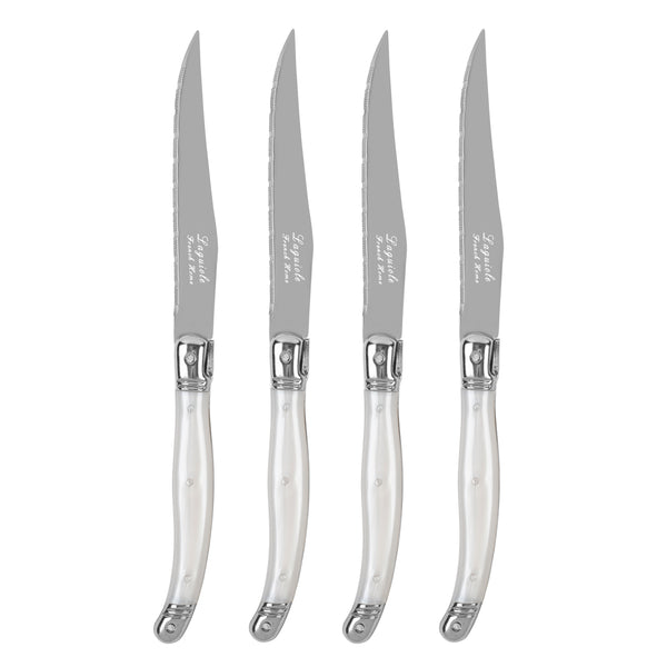 French Home French Home Laguiole Connoisseur 4-Piece Steak Knife Set With Pearl White Handles