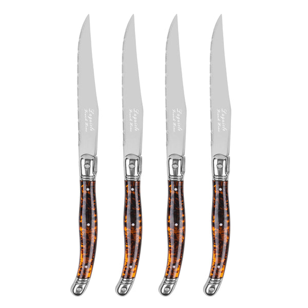 French Home French Home Laguiole Connoisseur 4-Piece Steak Knife Set With Tortoise Handles