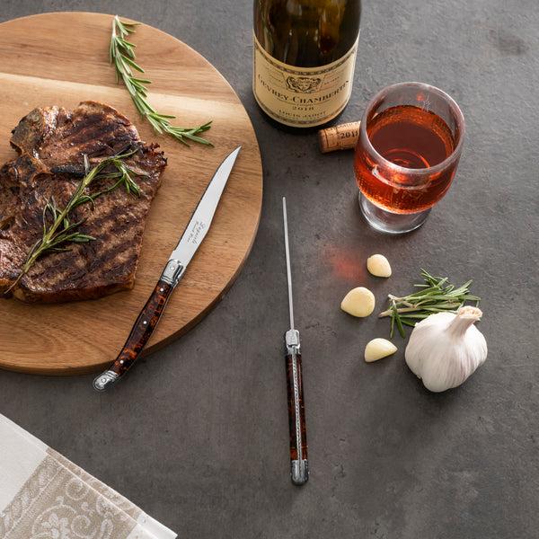 French Home French Home Laguiole Connoisseur 4-Piece Steak Knife Set With Tortoise Handles