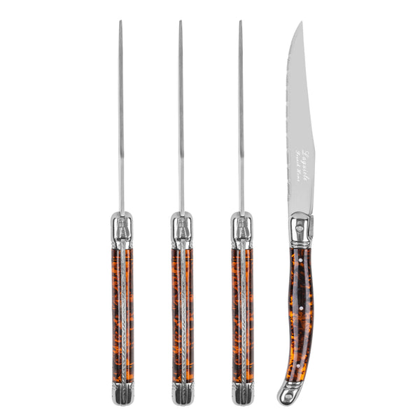 french home French Home Laguiole Connoisseur 4-Piece Steak Knife Set with Tortoise Handles