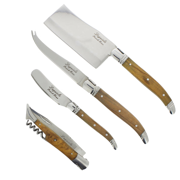 French Home French Home Laguiole Connoisseur Olive Wood Cheese Knife And Wine Opener Set 4 Piece