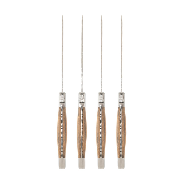 French Home French Home Laguiole Connoisseur Olivewood Handle BBQ Steak Knives Set Of 4