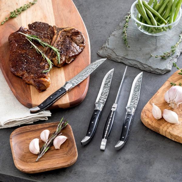French Home French Home Laguiole Connoisseur Wood Handle BBQ Steak Knives Set Of 4 Black