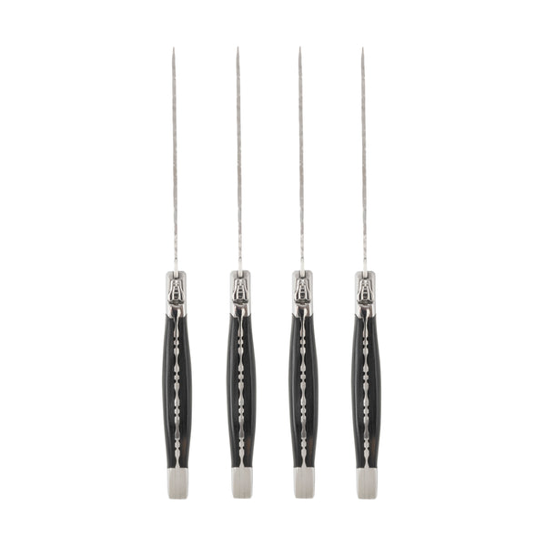 French Home French Home Laguiole Connoisseur Wood Handle BBQ Steak Knives Set Of 4 Black