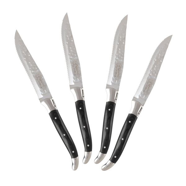 french home French Home Laguiole Connoisseur Wood Handle BBQ Steak Knives Set of 4 Black