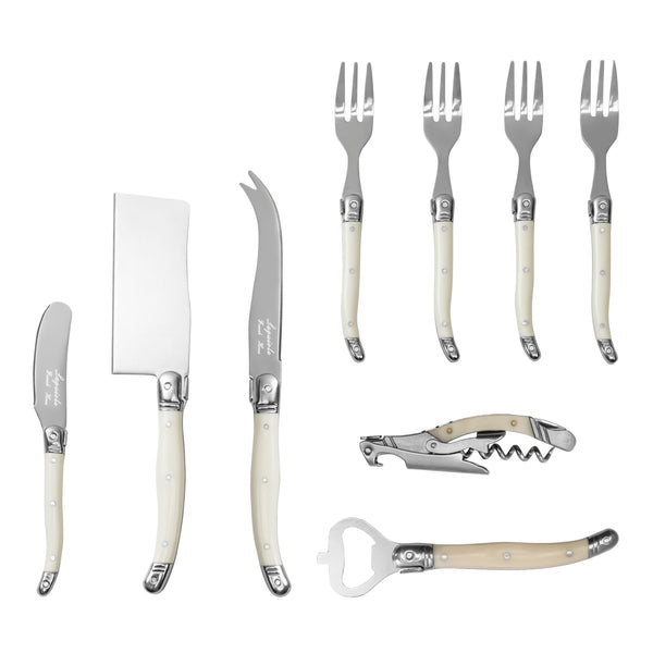 french home French Home Laguiole Essential 9-Piece Charcuterie and Barware Set with Faux Ivory Handles