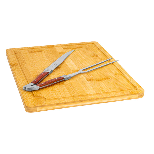 French Home French Home Laguiole Pakkawood Carving Set With Wood Cutting Board