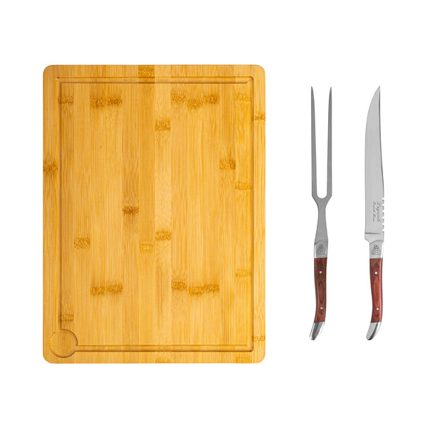 french home French Home Laguiole Pakkawood Carving Set with Wood Cutting Board