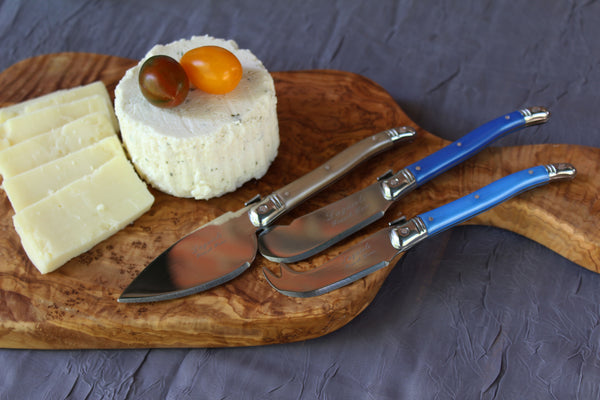 French Home French Home Laguiole Set Of 3 Cheese Knives With 14-inch Olive Wood Cheese Board