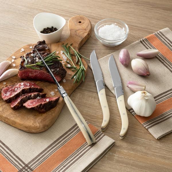 French Home French Home Laguiole Set Of 4 Connoisseur Steak Knives With Faux Ivory Handles