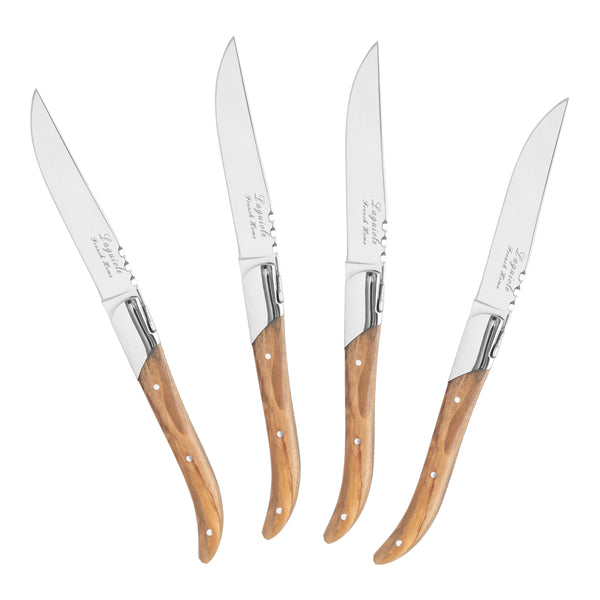 French Home French Home Laguiole Set Of 4 Connoisseur Steak Knives With Olive Wood Handles