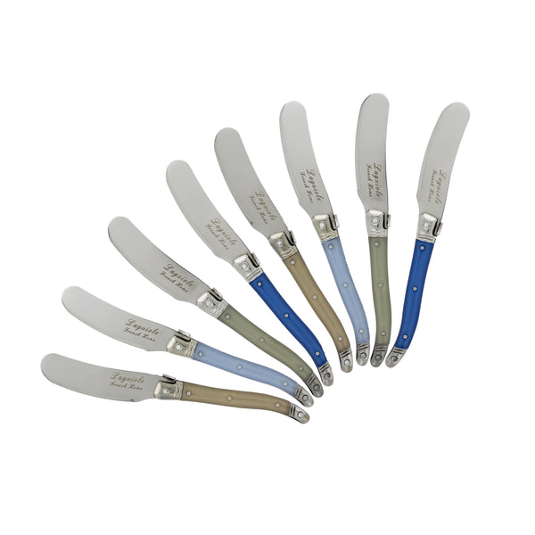 French Home French Home Laguiole Spreaders Set Of 8 Blue And Cream