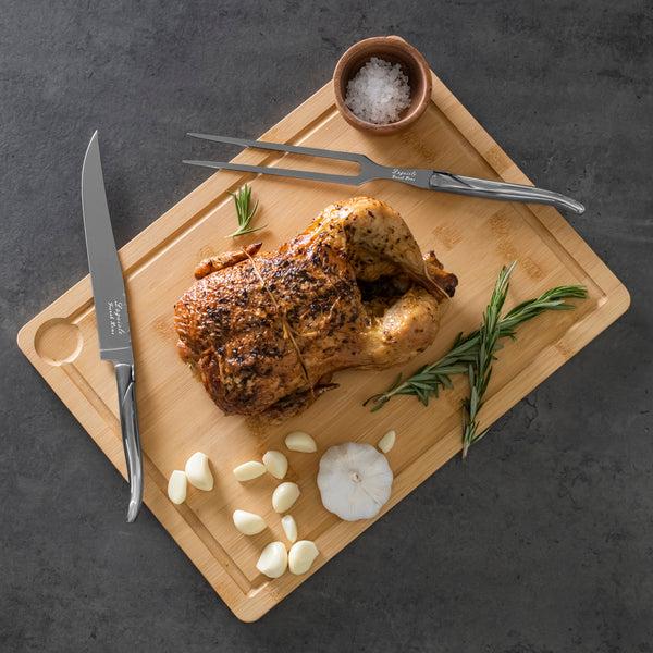 French Home French Home Laguiole Stainless-Steel Carving Set With Wood Cutting Board