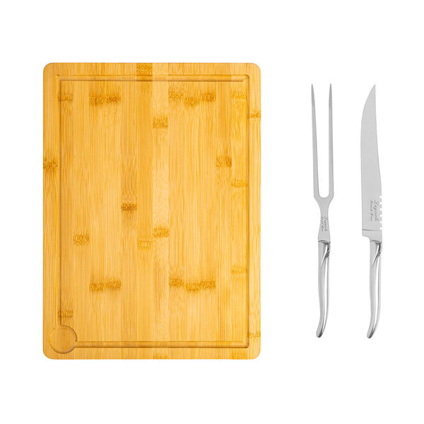 french home French Home Laguiole Stainless-Steel Carving Set with Wood Cutting Board