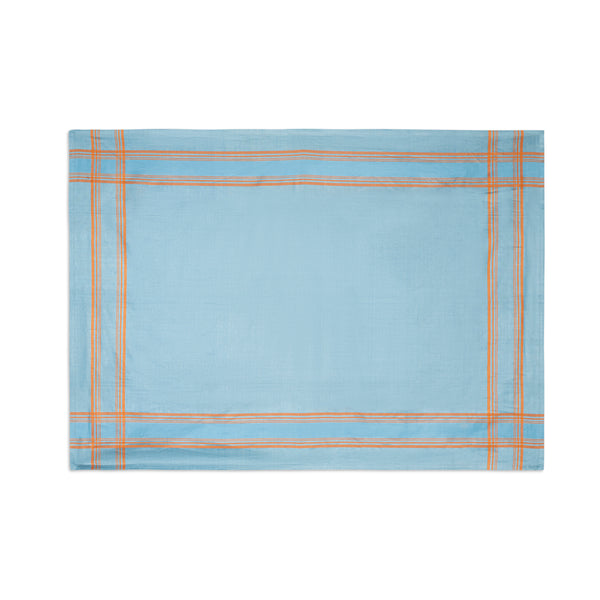 French Home French Home Linen 60" X 100" Boulevard Tablecloth – Denim And Terracotta