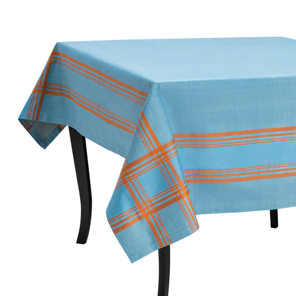 french home French Home Linen 60" x 84" Boulevard Tablecloth – Denim and Terracotta