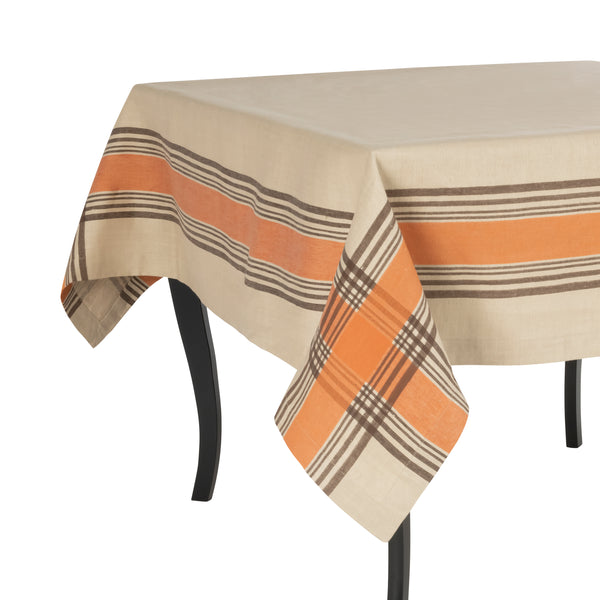 french home French Home Linen 68" x 100" Boulevard Tablecloth - Tan Terracota and Chocolate