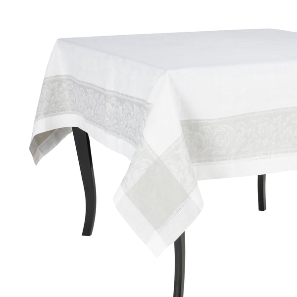 french home French Home Linen 71" x 100" Paris Tablecloth - White and French Grey