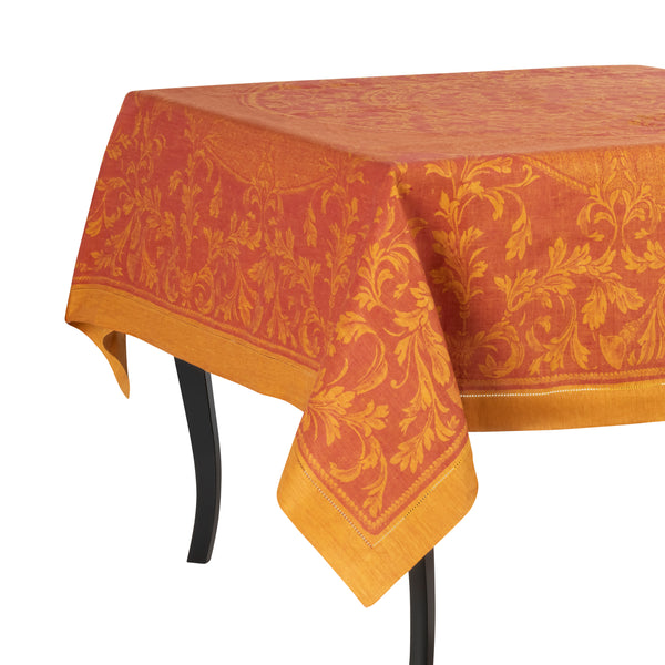 french home French Home Linen 71" x 100" Renaissance Tablecloth - Warm Sienna and Saffron