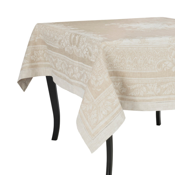 french home French Home Linen 71" x 124" Arboretum Tablecloth - Ivory and Taupe