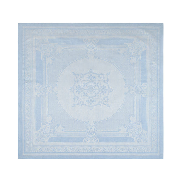 French Home French Home Linen 71" X 124" Astra Tablecloth - Ivory And Light Blue