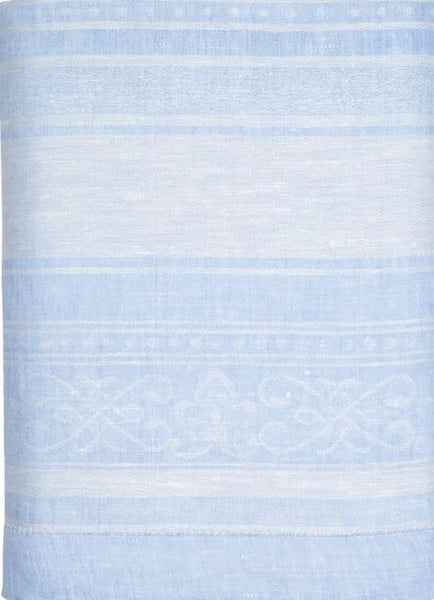 French Home French Home Linen 71" X 124" Astra Tablecloth - Ivory And Light Blue