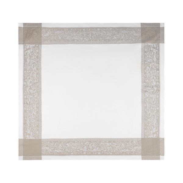 French Home French Home Linen 71" X 124" Versailles Tablecloth - White And Beige