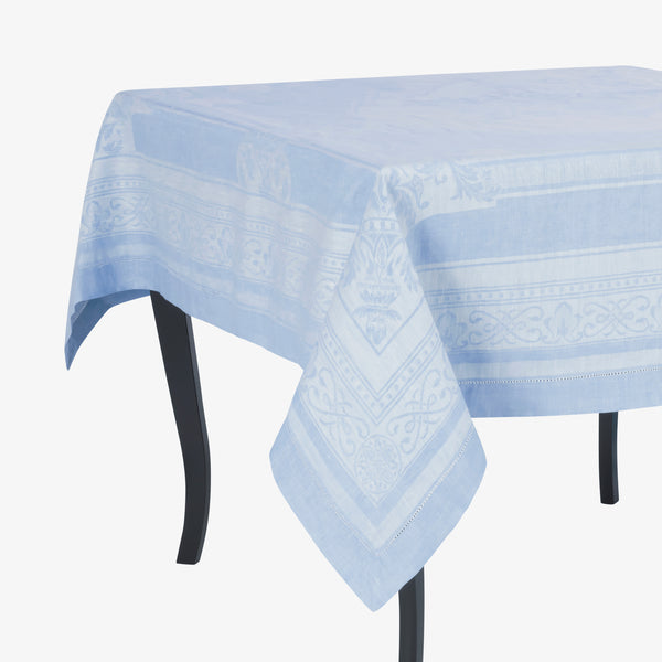 french home French Home Linen 71" x 71" Astra Tablecloth - Ivory and Light Blue