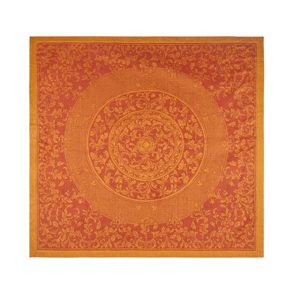 French Home French Home Linen 71" X 71" Renaissance Tablecloth - Warm Sienna And Saffron