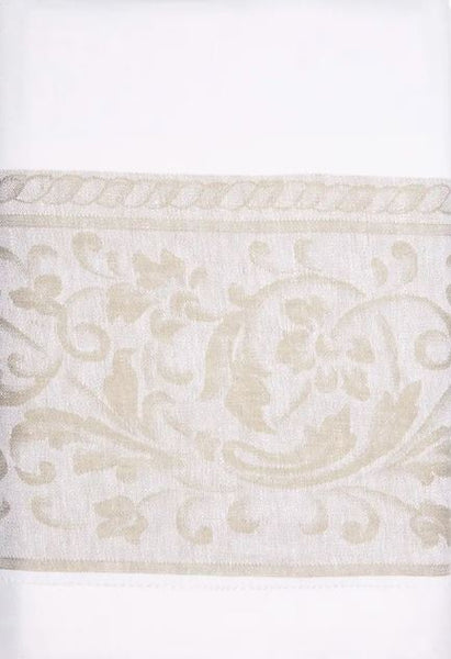 French Home French Home Linen 71" X 71" Versailles Tablecloth - White And Beige