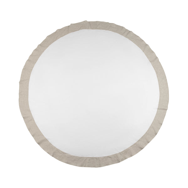 French Home French Home Linen 94" Rotunda Tablecloth - White And Beige