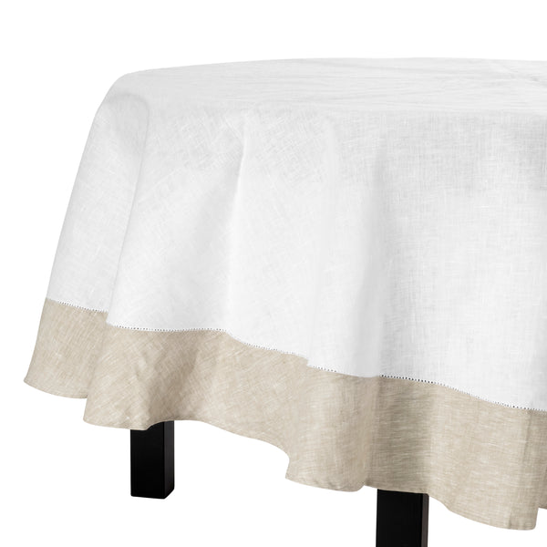 french home French Home Linen 94" Rotunda Tablecloth - White and Beige