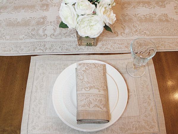 French Home French Home Linen Set Of 6 Arboretum Napkins - Ivory And Taupe