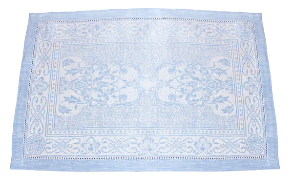 french home French Home Linen Set of 6 Astra Placemats - Ivory and Light Blue