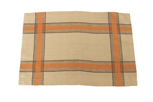 french home French Home Linen Set of 6 Boulevard Placemats - Tan Terracotta Chocolate