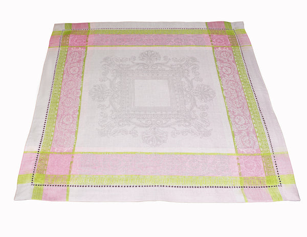 french home French Home Linen Set of 6 Cleopatra Napkins - Chartreuse Rose and Pale Lavender