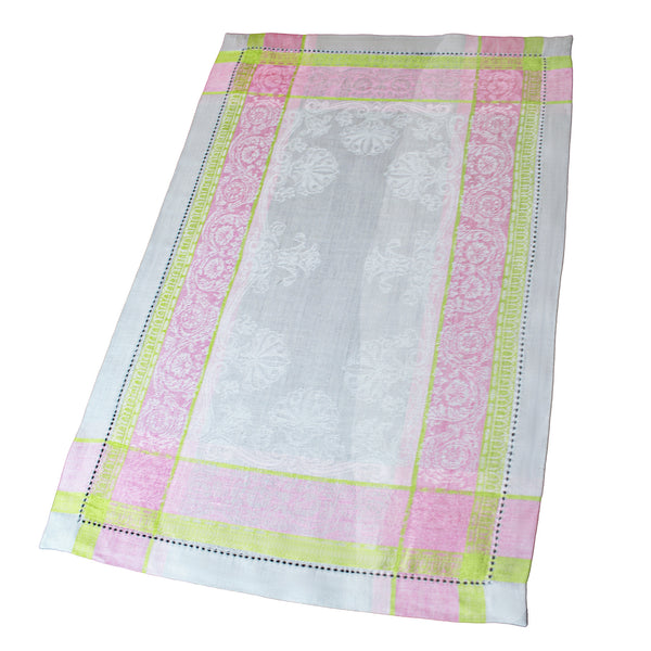 french home French Home Linen Set of 6 Cleopatra Placemats - Chartreuse Rose and Pale Lavender