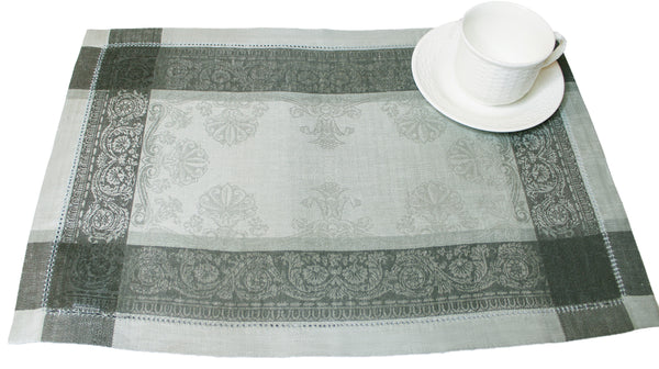 French Home French Home Linen Set Of 6 Cleopatra Placemats - Shades Of Grey