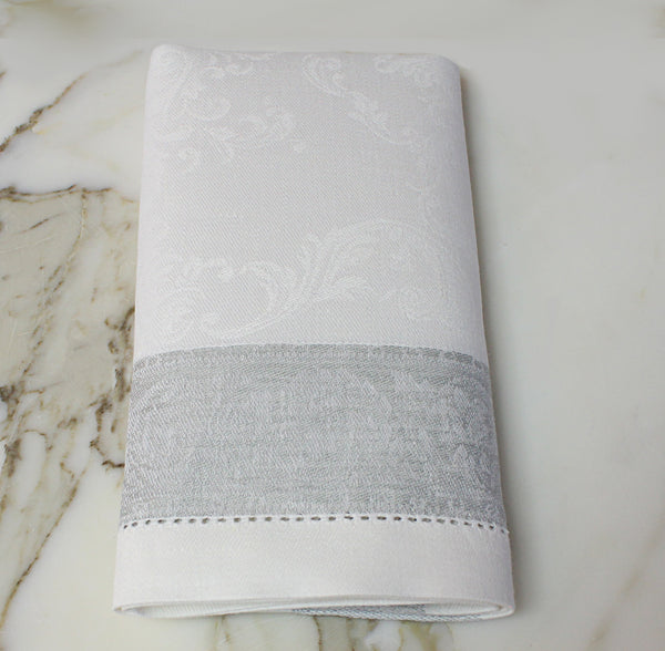 French Home French Home Linen Set Of 6 Paris Napkins - White And French Grey