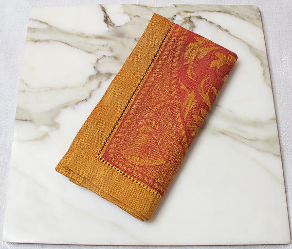 French Home French Home Linen Set Of 6 Renaissance Napkins - Warm Sienna And Saffron