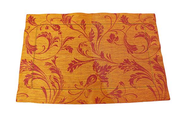 french home French Home Linen Set of 6 Renaissance Placemats -Warm Sienna and Saffron