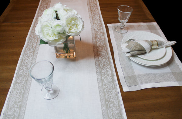 French Home French Home Linen Set Of 6 Versailles Napkins - White And Beige