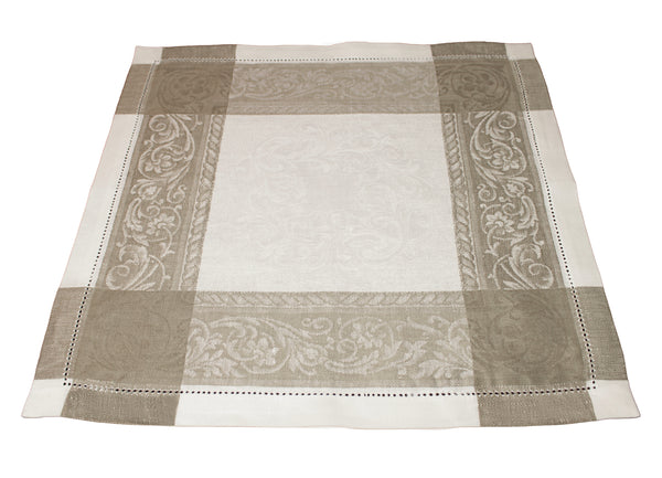 french home French Home Linen Set of 6 Versailles Napkins - White and Beige french home French Home Linen Set of 6 Versailles Napkins - White and Beige