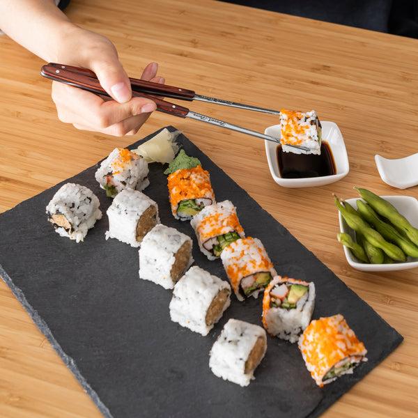 French Home French Home Pakkawood Chopsticks Ceramic Rests And Sauce Bowls Set Of 4 Pairs