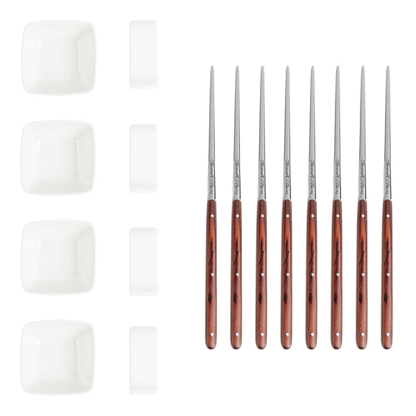 french home French Home Pakkawood Chopsticks Ceramic Rests and Sauce Bowls Set of 4 Pairs