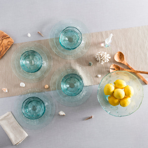 French Home French Home Recycled Clear Glass 12 Piece Coastal Dinnerware Set Service For 4