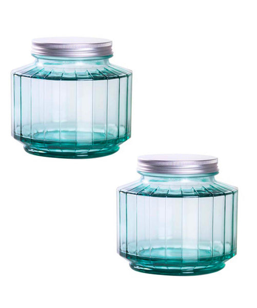 French Home French Home Recycled Glass Set Of Two 33 Oz. Storage Jars
