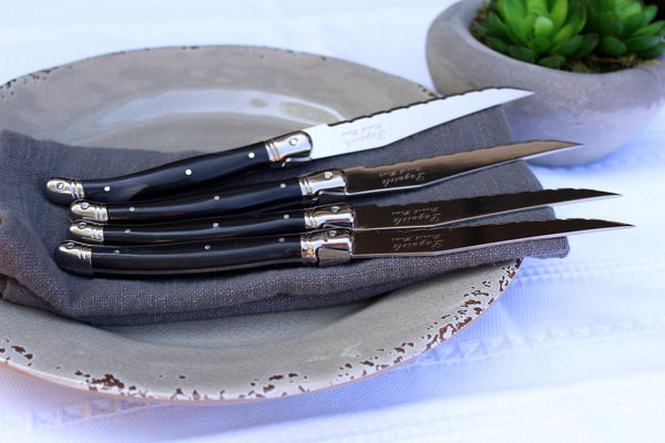 French Home French Home Set Of 4 Laguiole Black Steak Knives