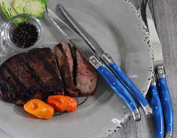 French Home French Home Set Of 4 Laguiole Blue Marble Steak Knives