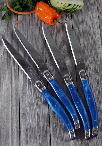 French Home French Home Set Of 4 Laguiole Blue Marble Steak Knives